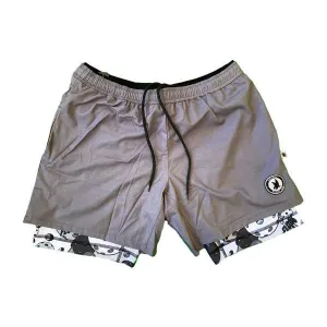 Men's 2-1 Compression Solid Charcoal Motley 7" Short
