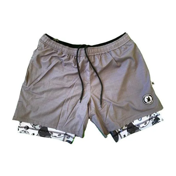 Men's 2-1 Compression Solid Charcoal Motley 7" Short