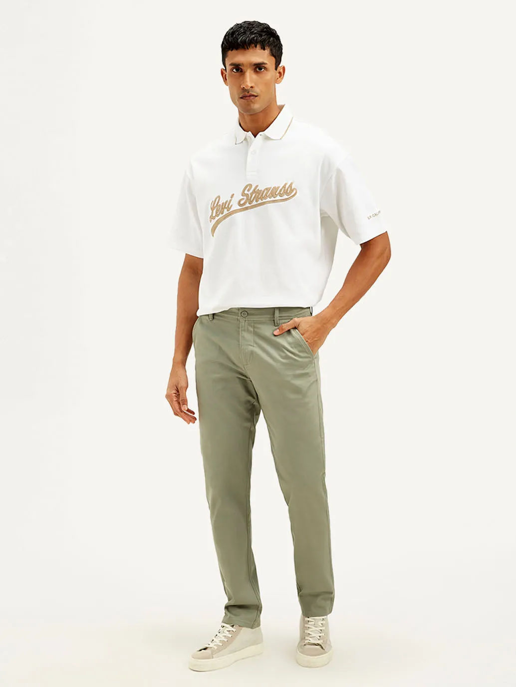 Men's Green Authentic Straight Fit Chino Pants