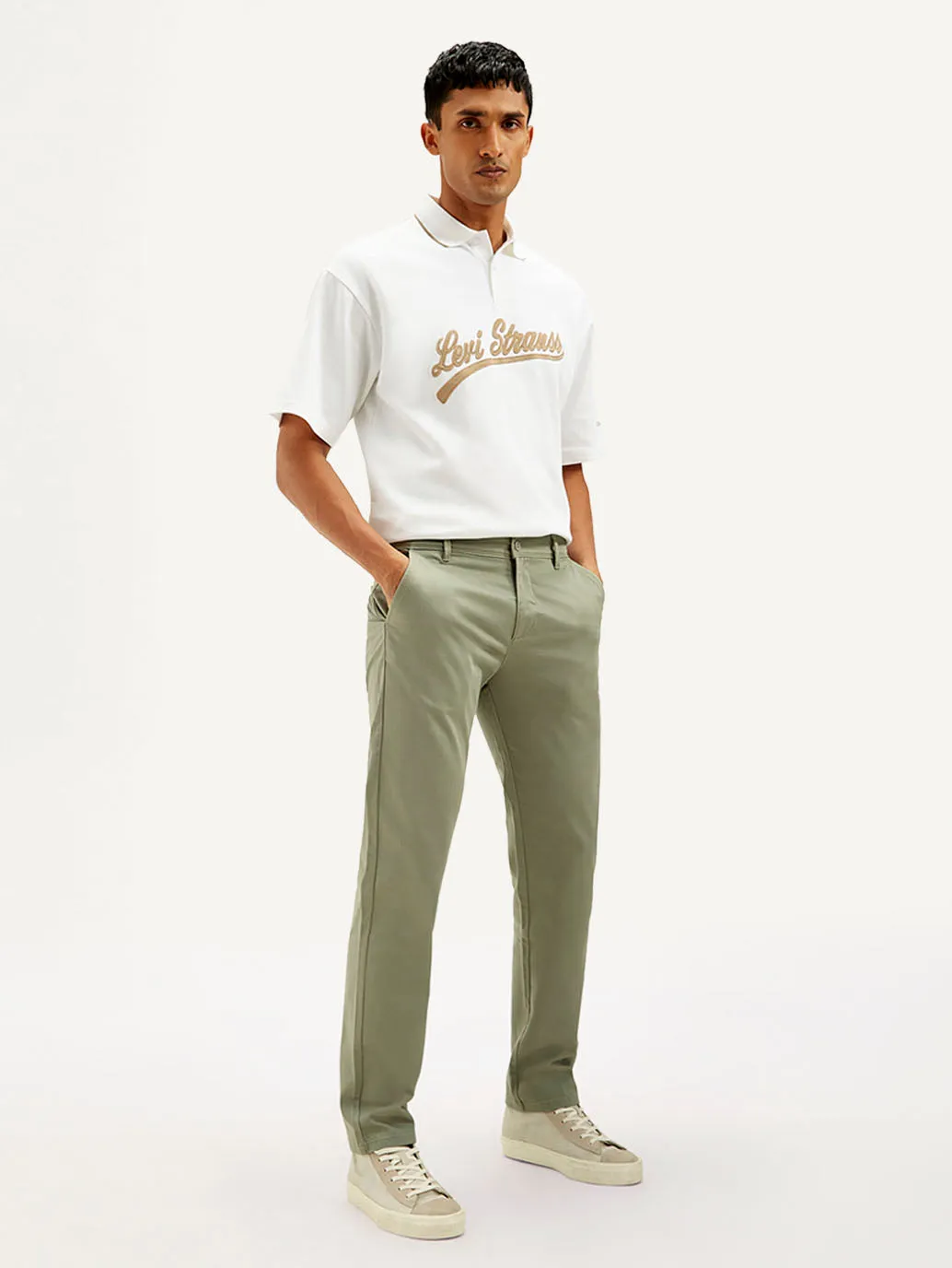 Men's Green Authentic Straight Fit Chino Pants