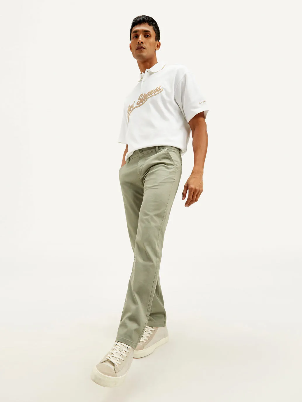 Men's Green Authentic Straight Fit Chino Pants