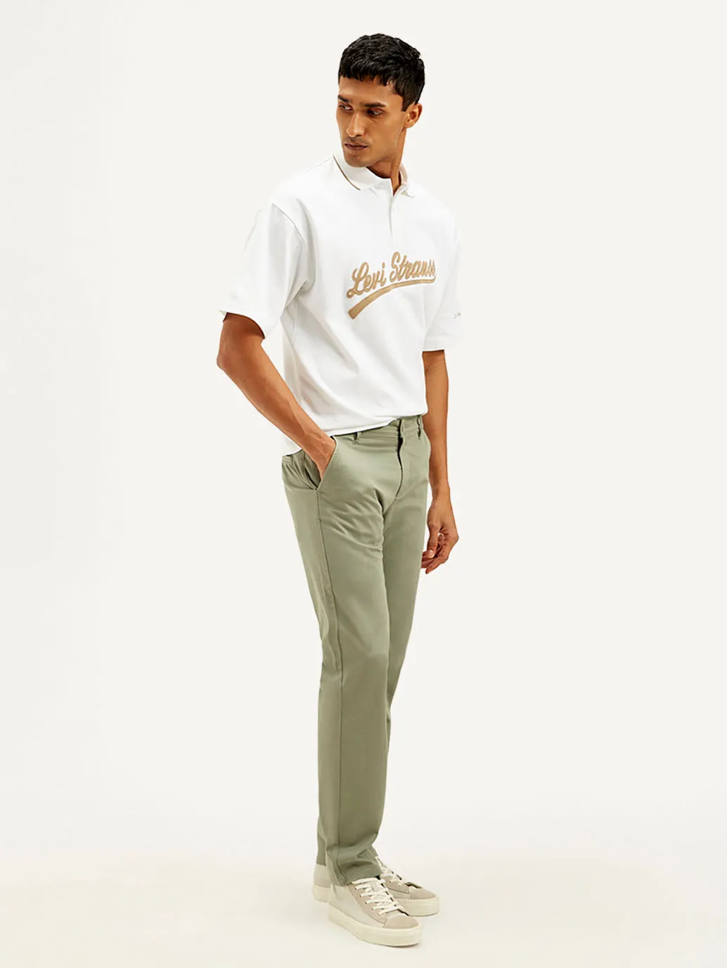 Men's Green Authentic Straight Fit Chino Pants