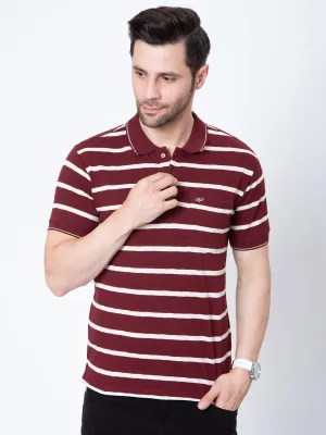 Mens Horizontal Striper Polo Neck Tshirt