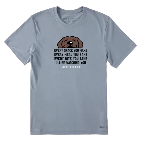 Men's I'll Be Watching You Chocolate Lab Short-Sleeve Tee - Stone Blue