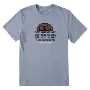 Men's I'll Be Watching You Chocolate Lab Short-Sleeve Tee - Stone Blue