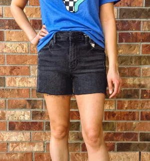 Miley Black Denim High Rise Shorts