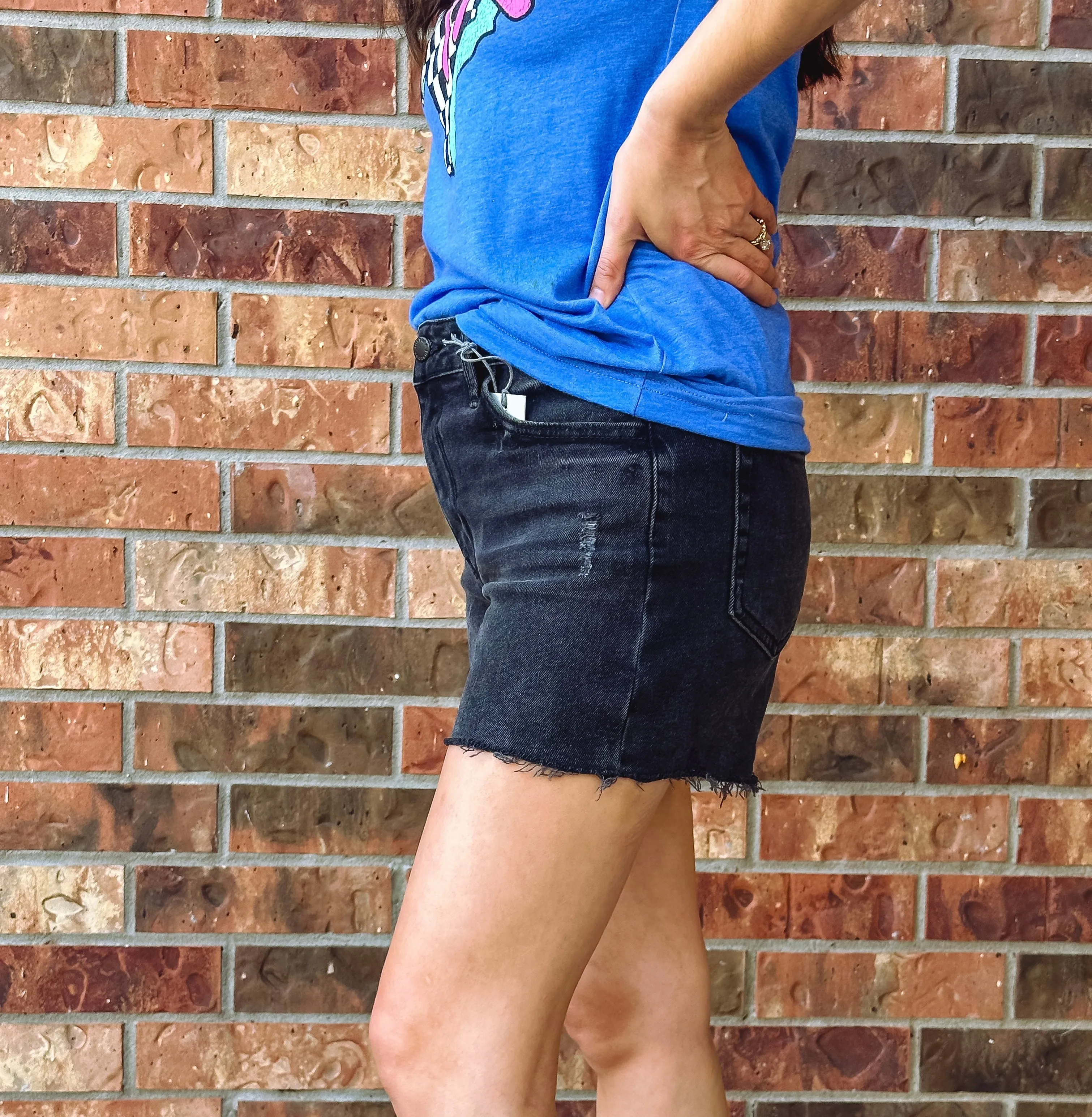 Miley Black Denim High Rise Shorts