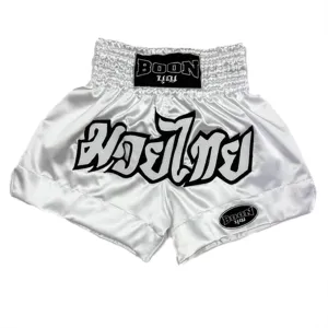 MT02W Muay Thai Shorts WHITE CLASSIC