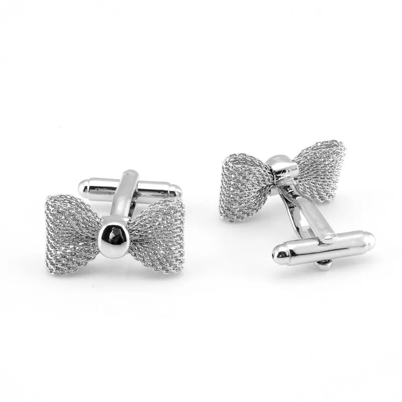 New Trendy Metal Bow Cuff Links