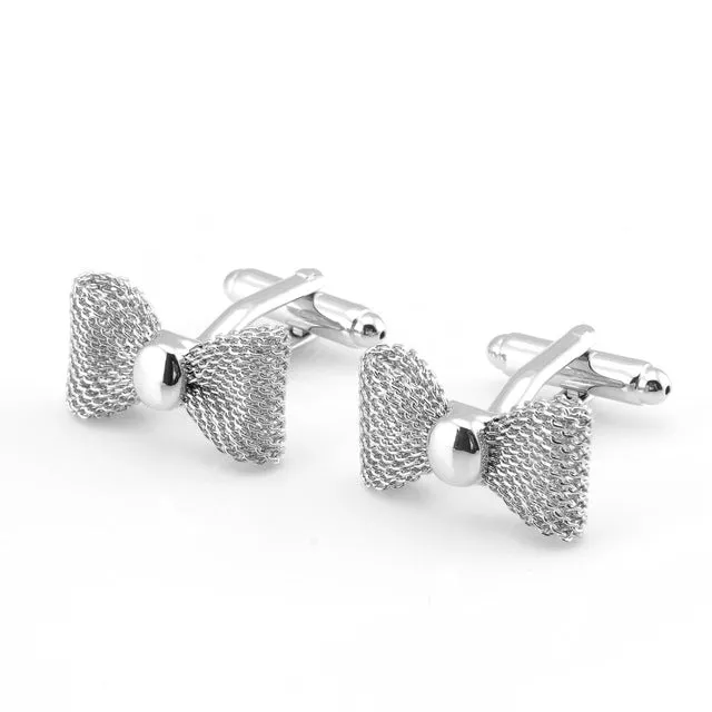 New Trendy Metal Bow Cuff Links