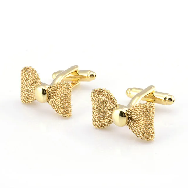 New Trendy Metal Bow Cuff Links