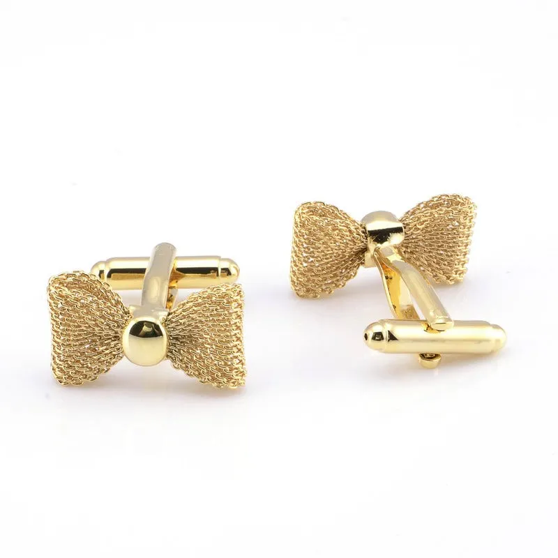 New Trendy Metal Bow Cuff Links