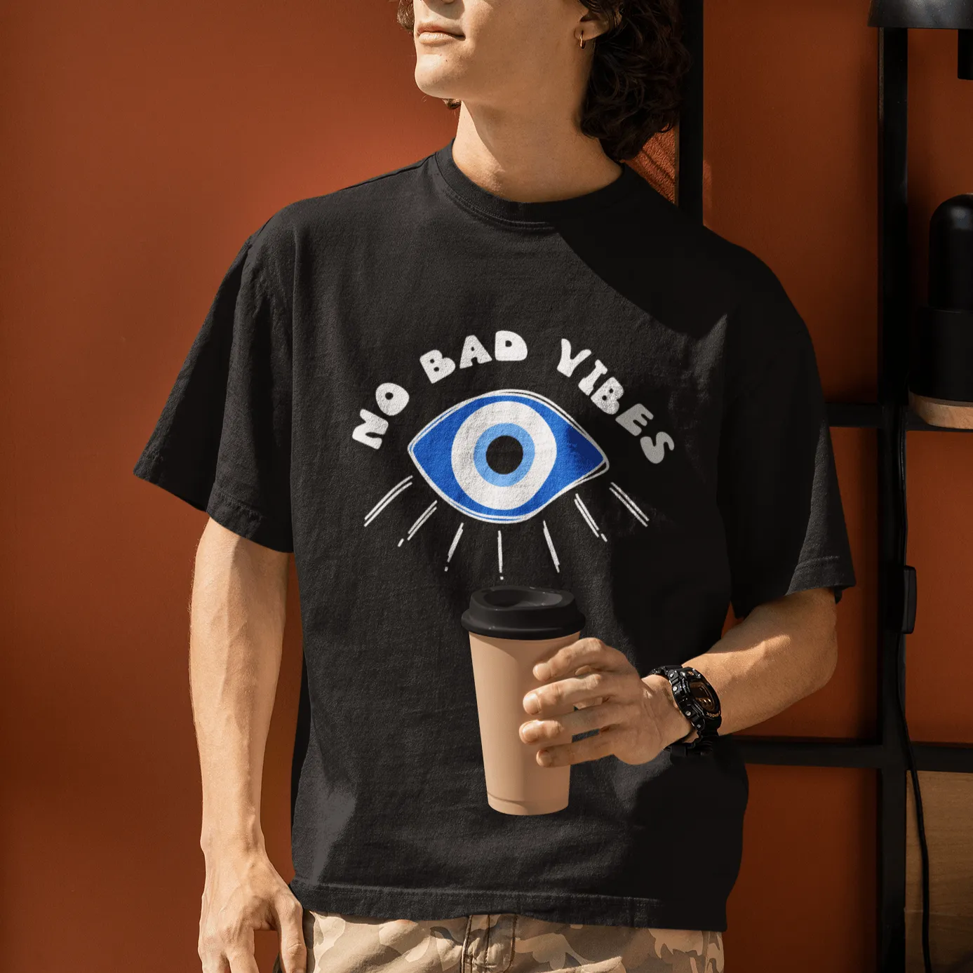 No Bad Vibes Amulet- evil eye- 180 GSM Oversized T-shirts - Unisex