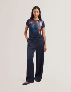 Oliaaa Printed Fitted Tee Navy