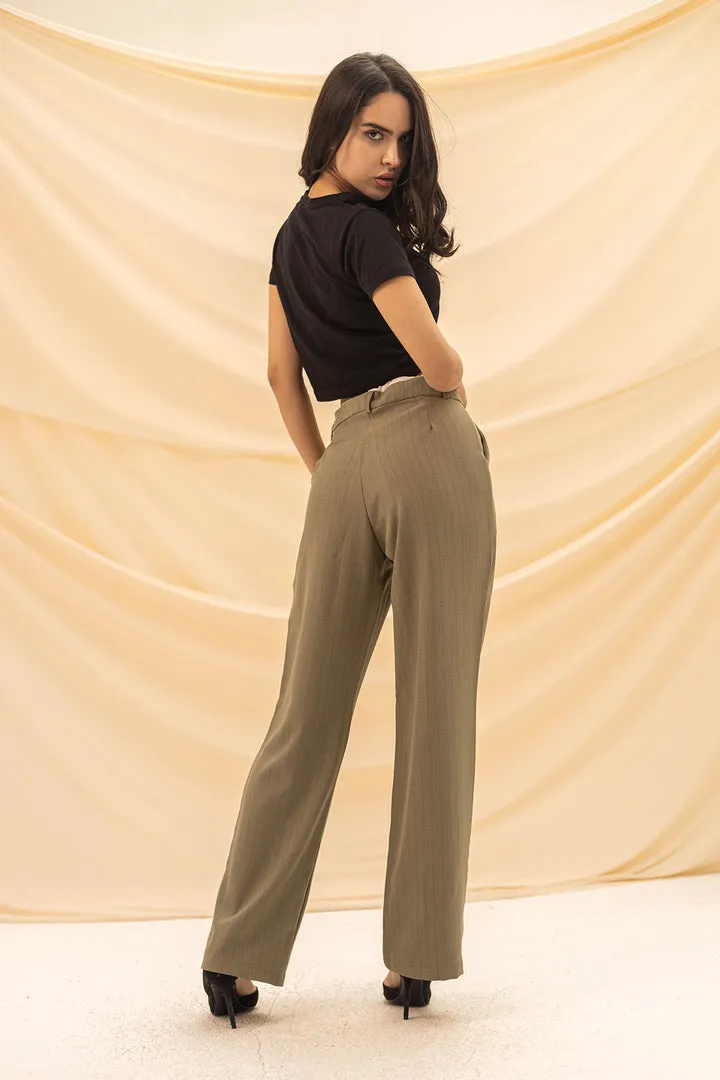Olive Wide Leg Tied Pants