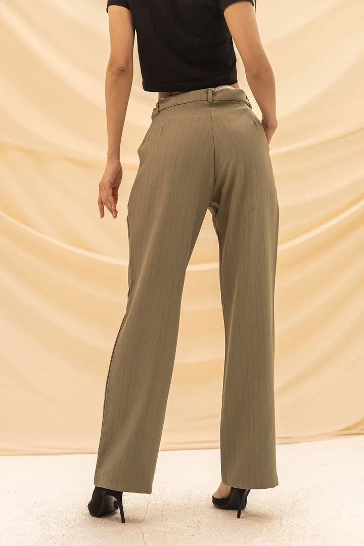 Olive Wide Leg Tied Pants