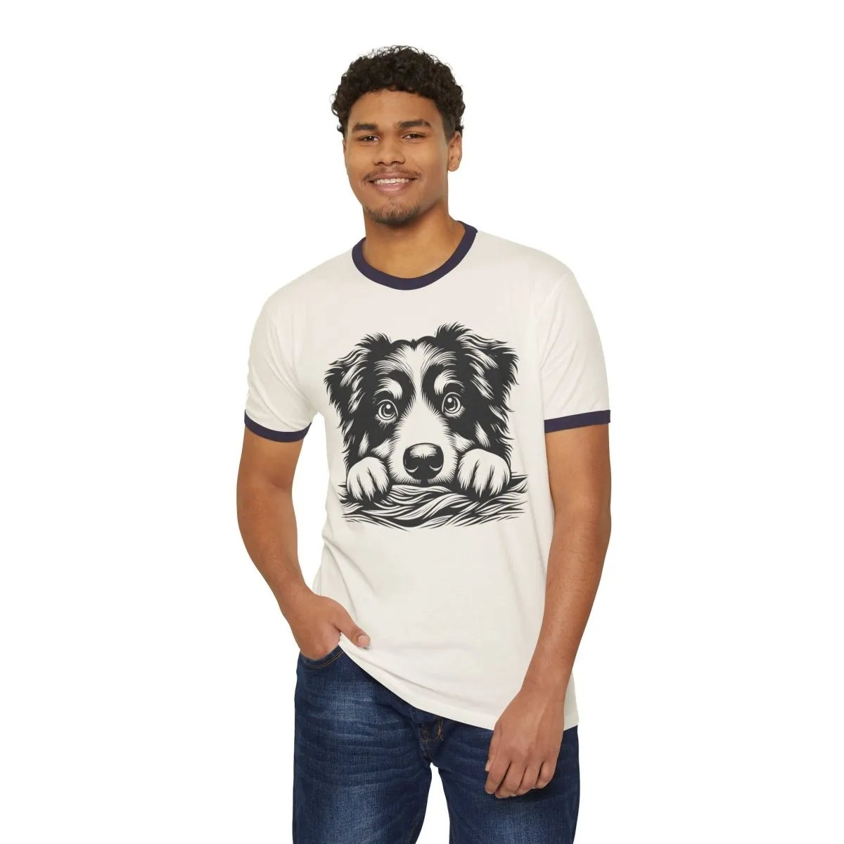 Peek-a-Boo Pup Unisex Cotton Ringer T-Shirt