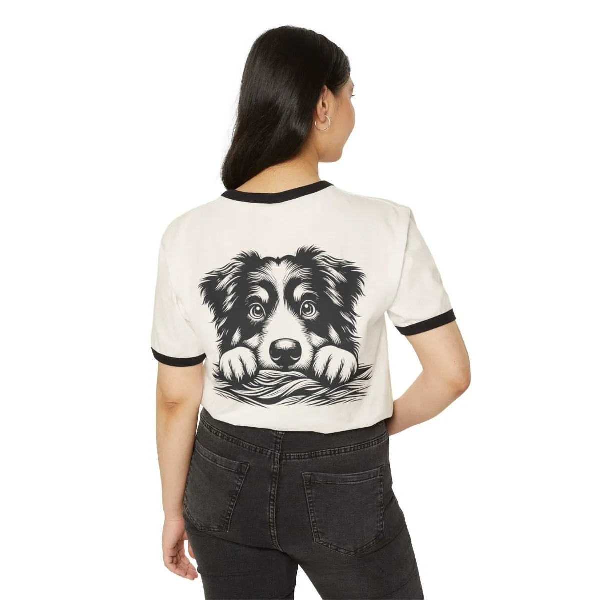 Peek-a-Boo Pup Unisex Cotton Ringer T-Shirt