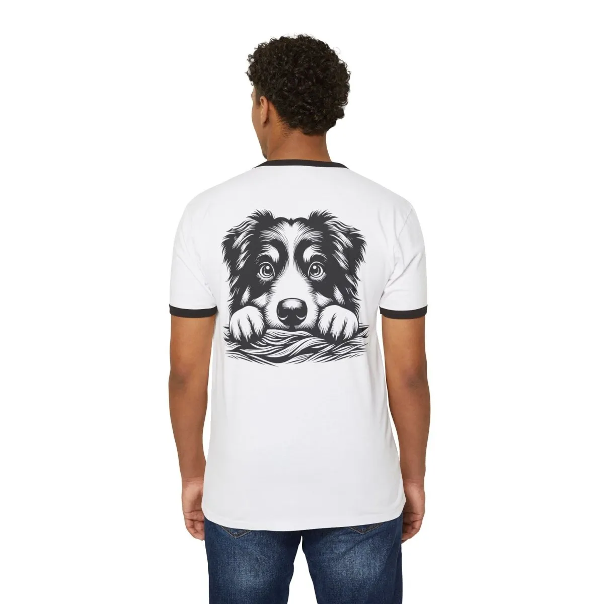 Peek-a-Boo Pup Unisex Cotton Ringer T-Shirt