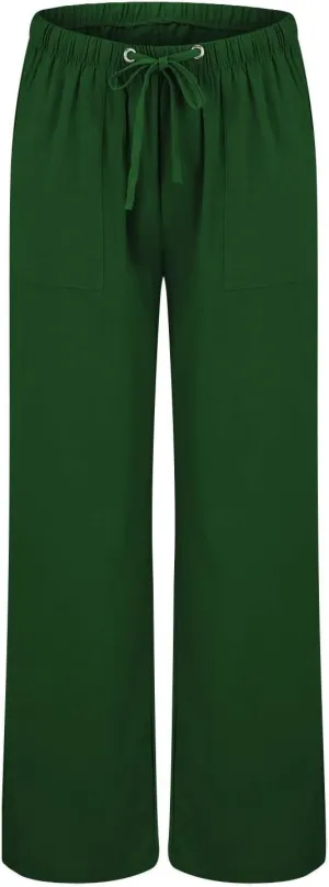 Petite Linen Pants for Women Summer Palazzo Wide Leg Linen Pant Loose Flowy Trousers
