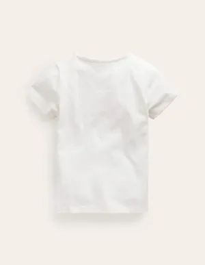 Printed Graphic T-Shirt-Ivory Flamingos