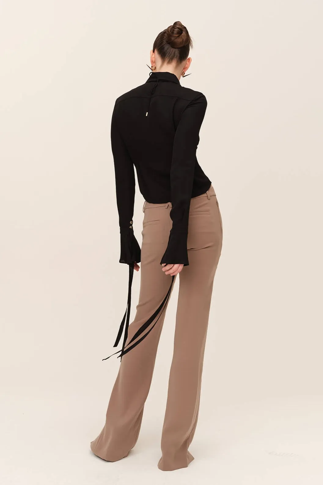 Silk Fitted Strappy Bra Blouse
