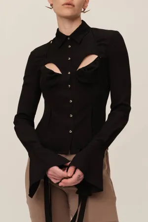 Silk Fitted Strappy Bra Blouse