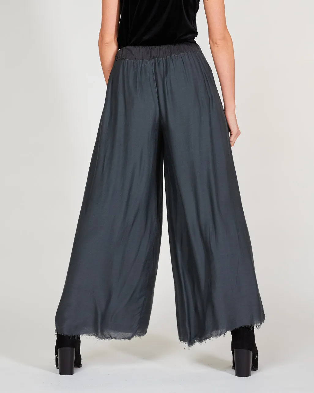 Silky Raw Hem Palazzo Pant