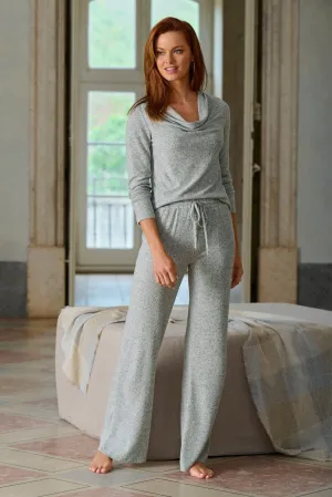 So Soft Wide Leg Drawstring Lounge Pant Light Heather Gray