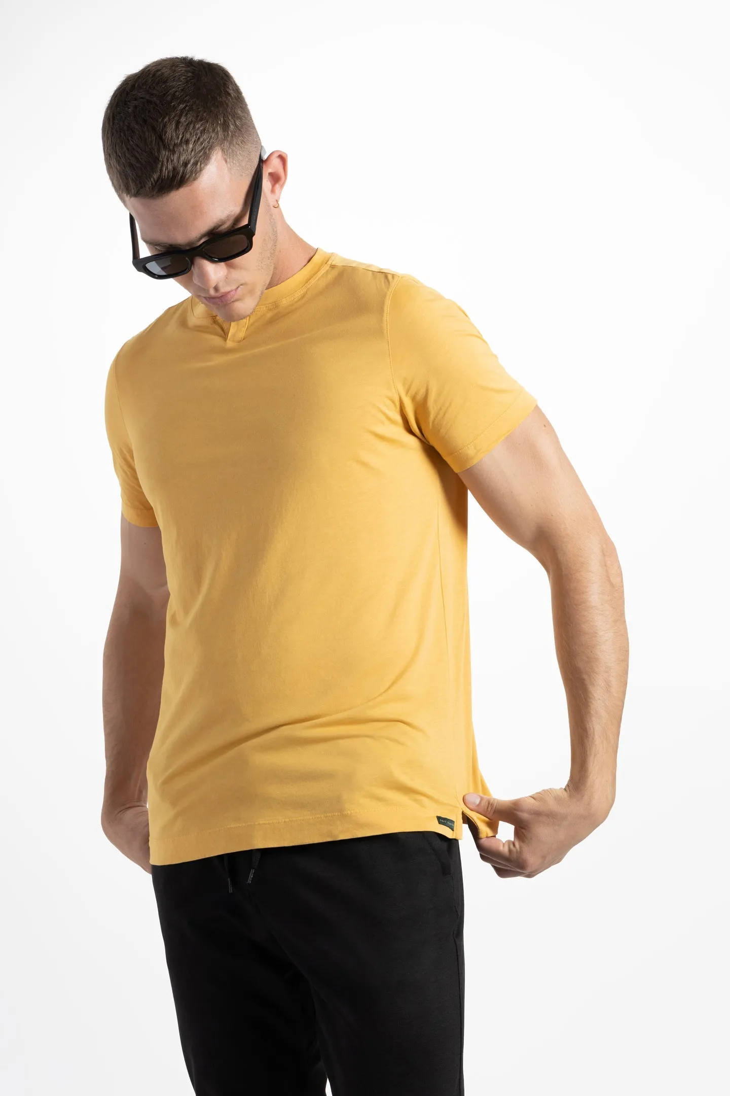 Soft Cloth Malibu Short Sleeve Notch Tee - Gold
