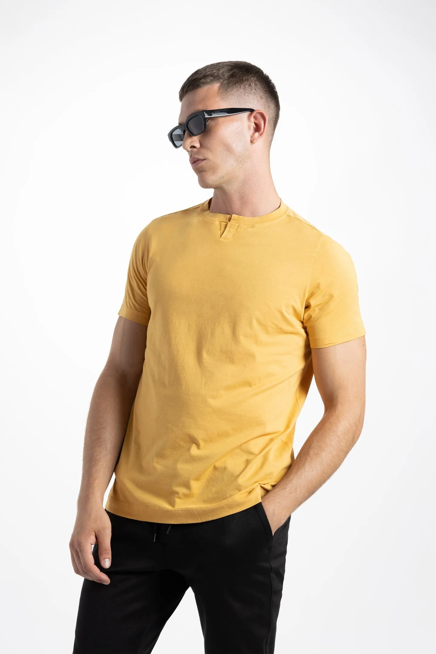 Soft Cloth Malibu Short Sleeve Notch Tee - Gold