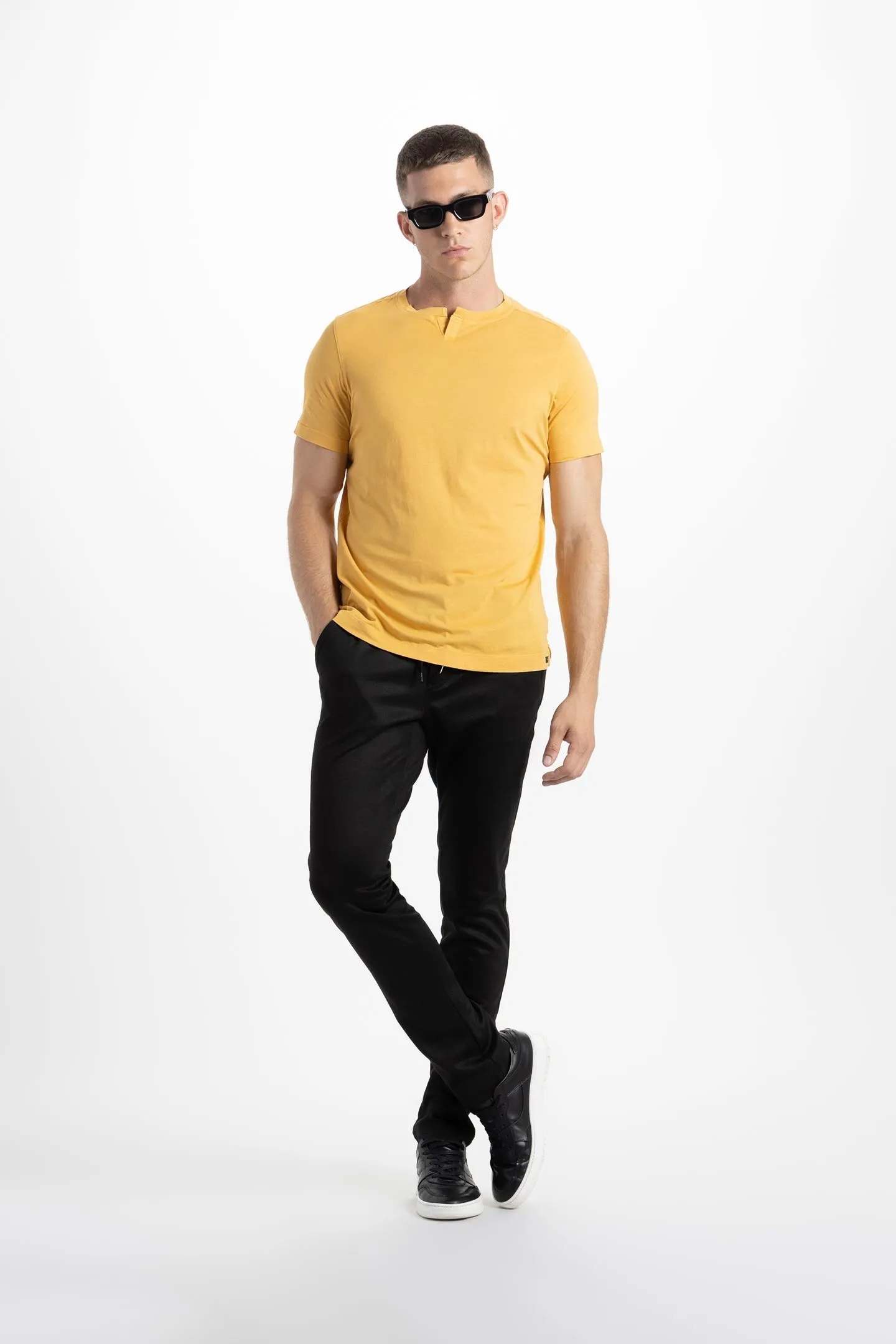 Soft Cloth Malibu Short Sleeve Notch Tee - Gold
