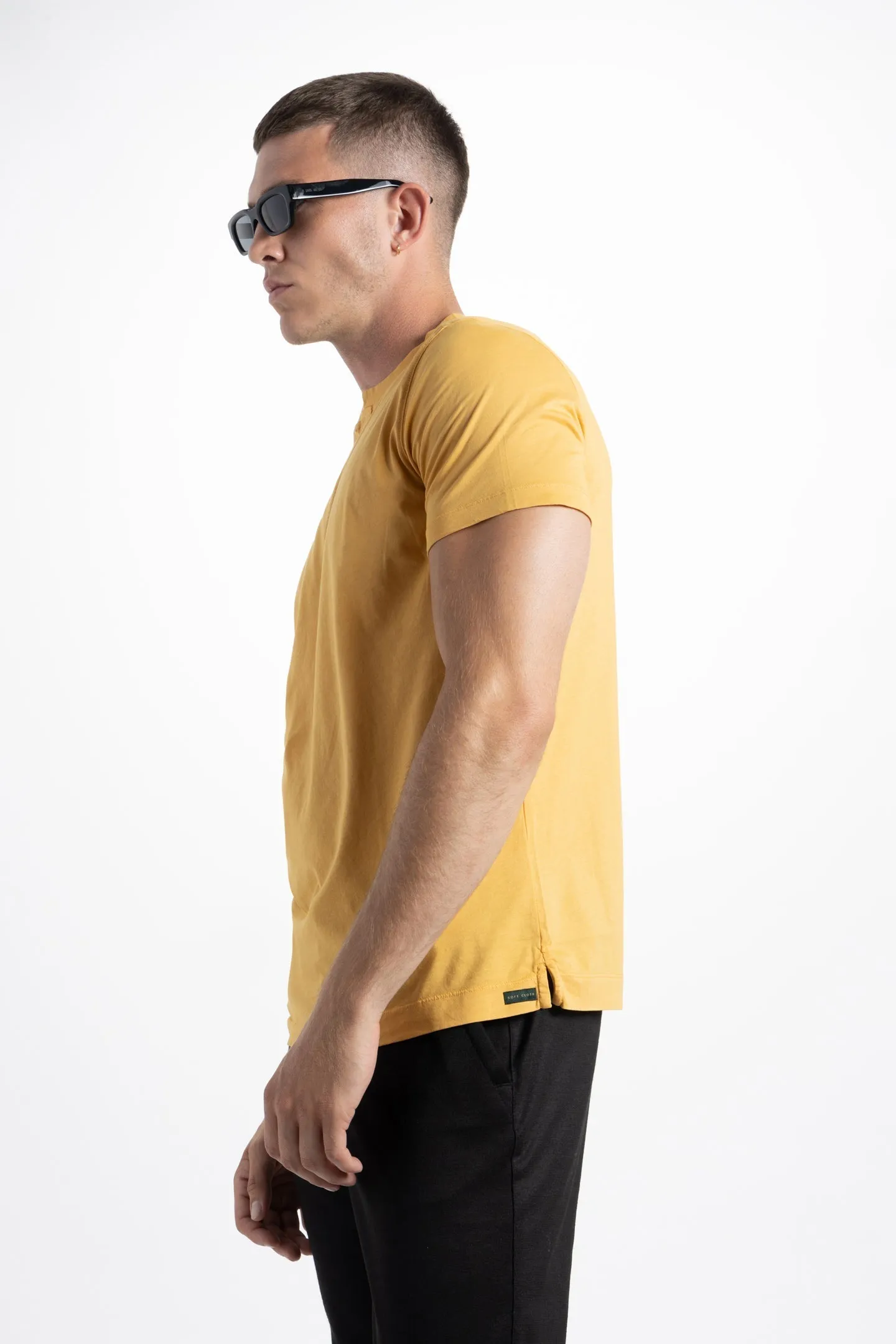 Soft Cloth Malibu Short Sleeve Notch Tee - Gold