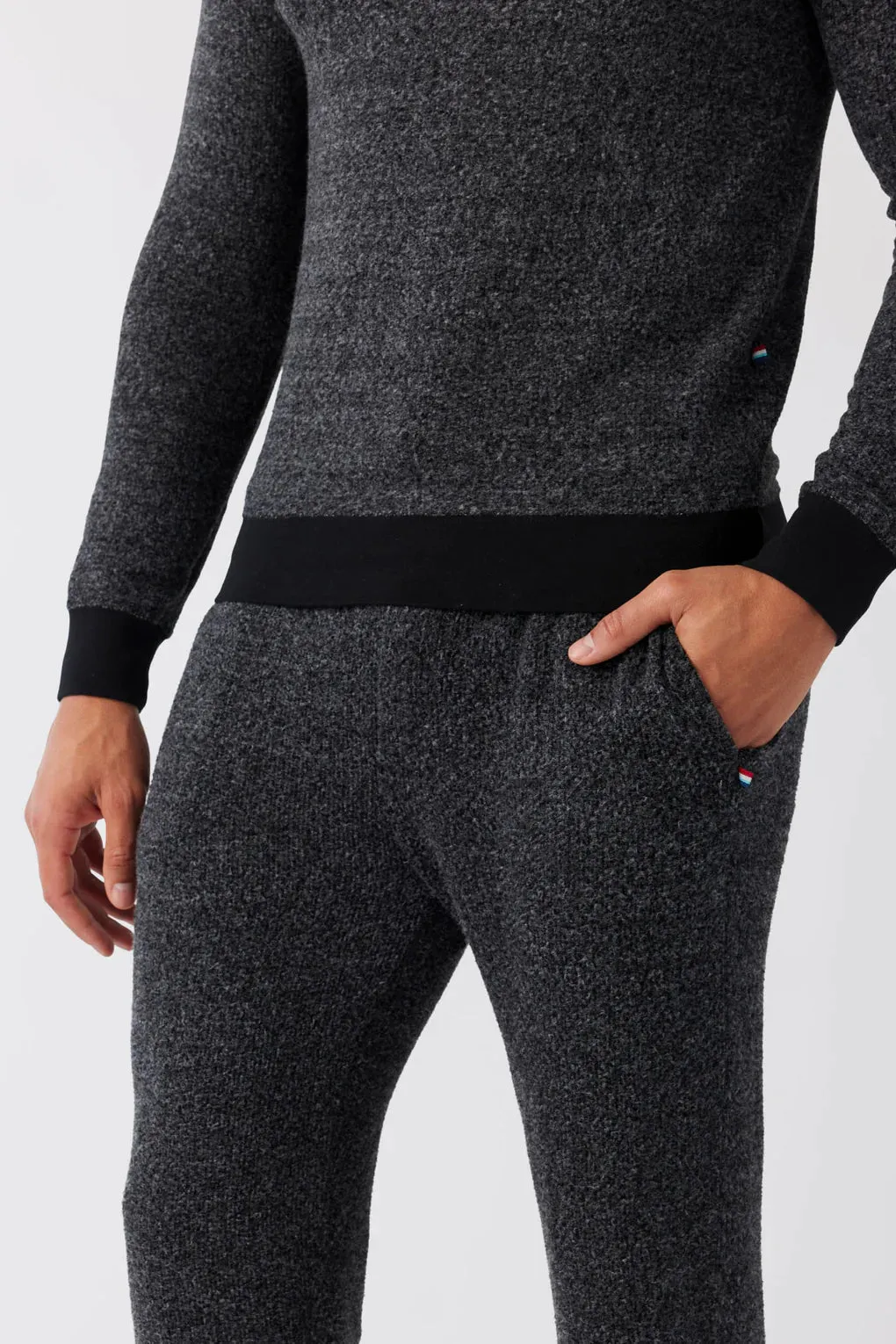 SOL ANGELES MENS BRUSHED BOUCLE JOGGER - BLACK
