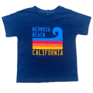 Sol Baby Hermosa Beach Stripe Wave Short Sleeve Navy Tee