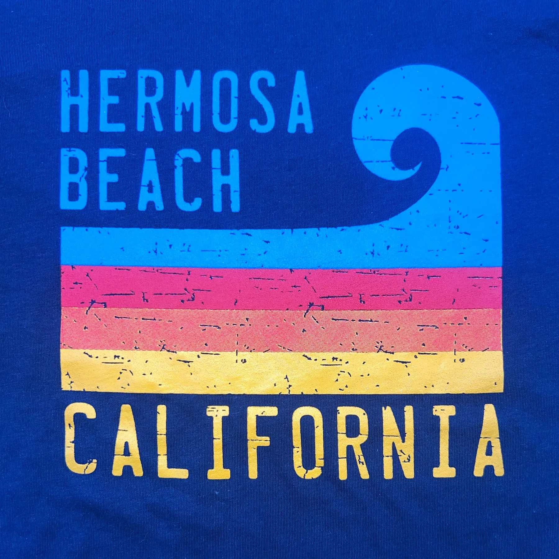 Sol Baby Hermosa Beach Stripe Wave Short Sleeve Navy Tee