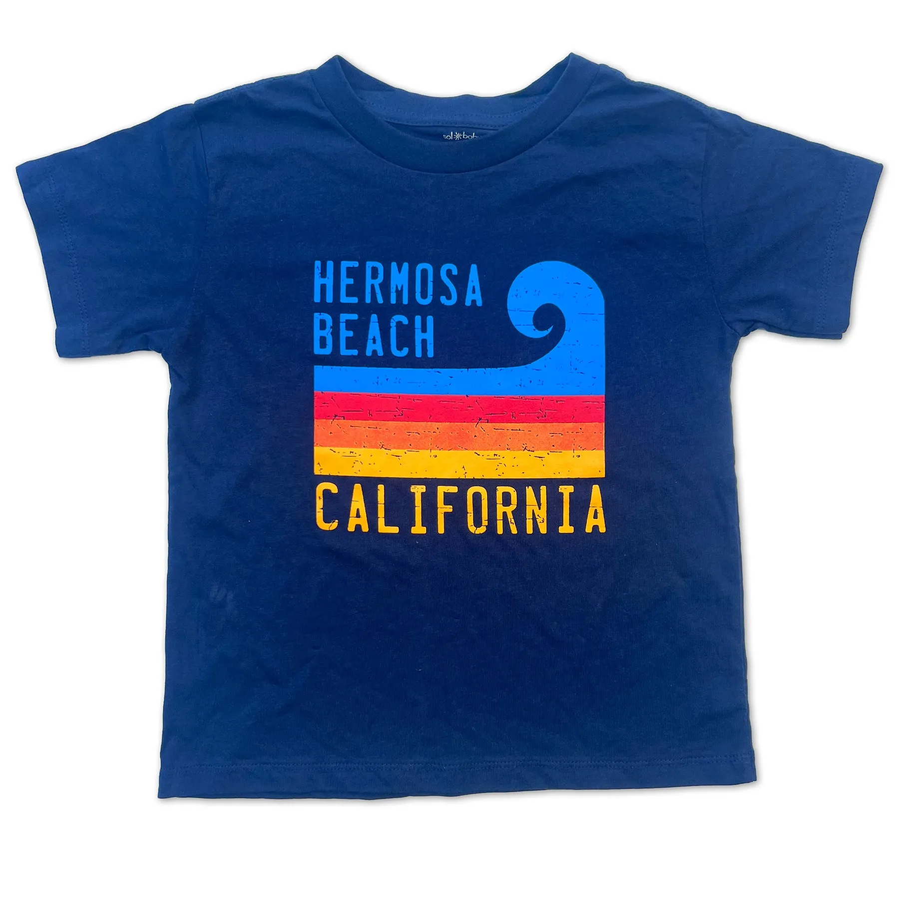 Sol Baby Hermosa Beach Stripe Wave Short Sleeve Navy Tee