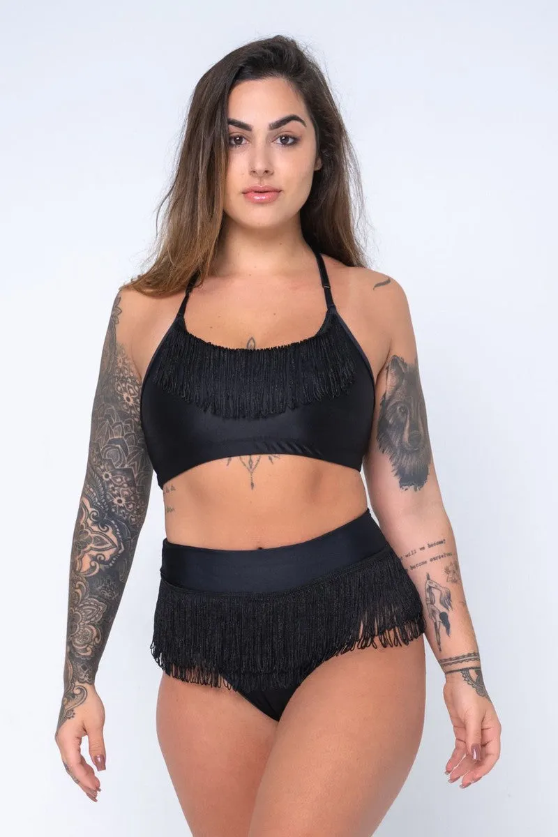 Sorte Obsessed Fringe Shorts - Black