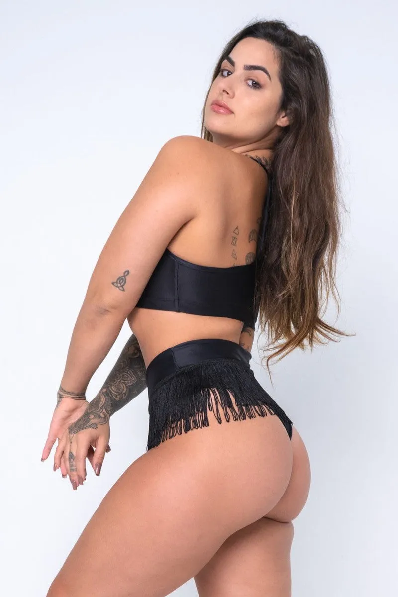 Sorte Obsessed Fringe Shorts - Black