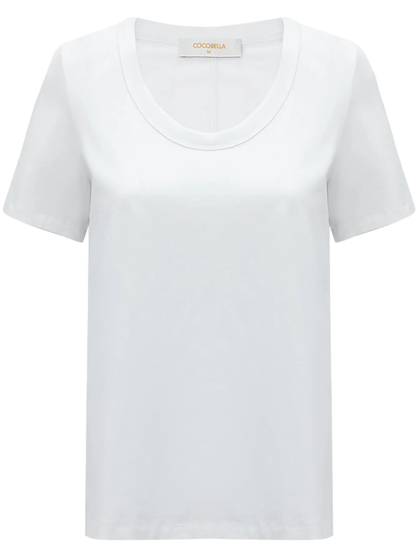 Stain-Resistant White Cotton U-Neck Short Sleeve Tee