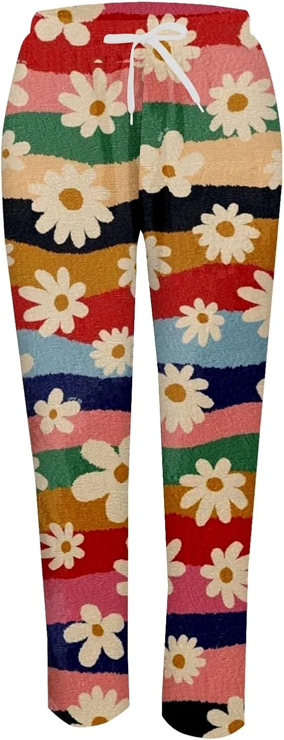 Straight Linen Pants Summer Capris for Women Plus Size Petite Cotton Wide Leg Linen Yoga Pants