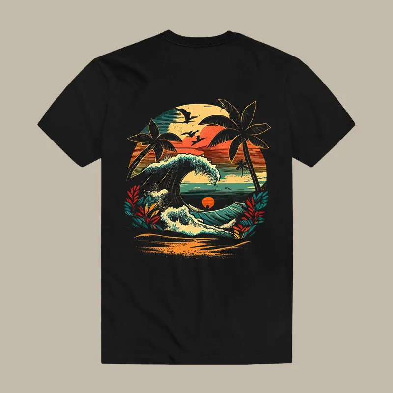 Sunset Waves Printed Men's T-shirt