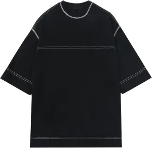 T-Shirts Oversized Half Short Sleeves Casual Loose Solid Streetwear Tee Tops