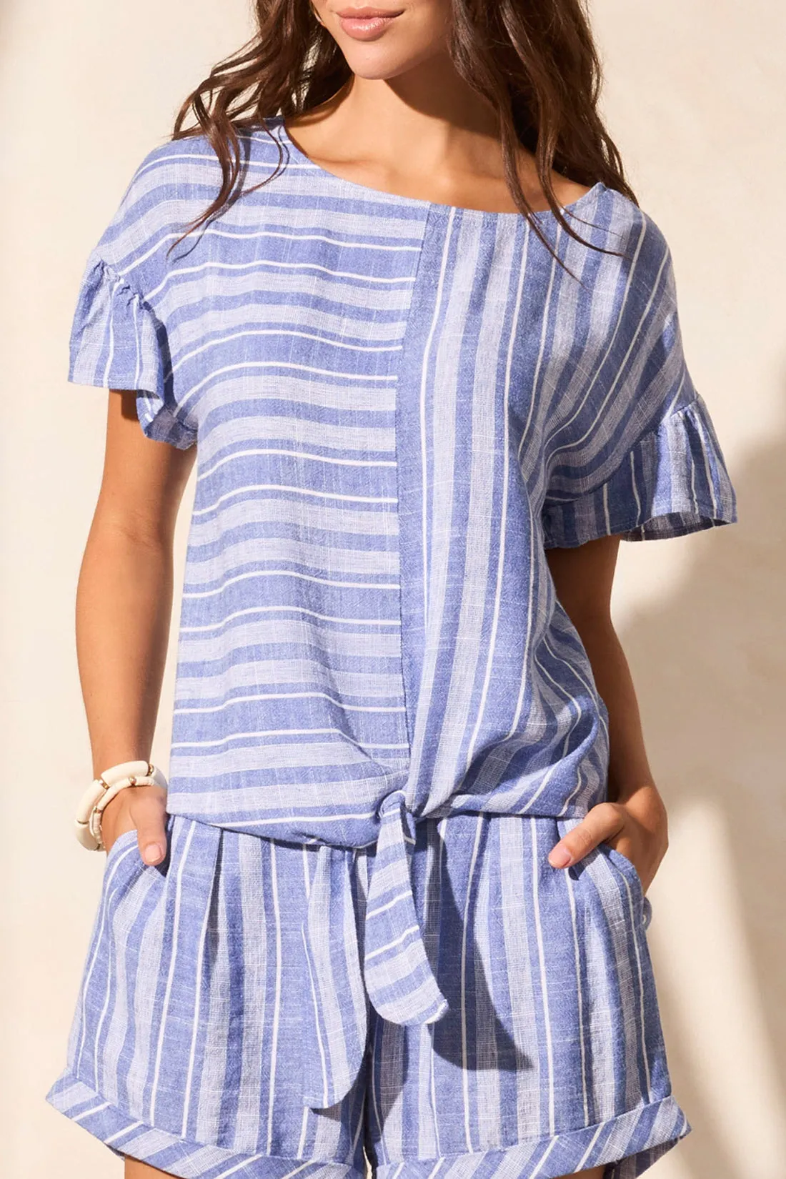Tribal Top - Mixed Stripes - Blue
