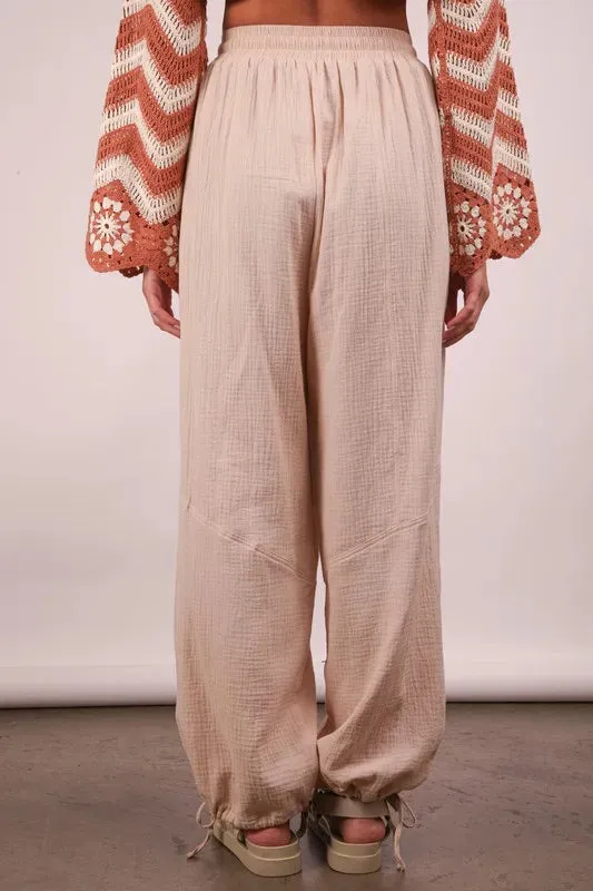 VERY J Wide Leg Gauze Solid Pants