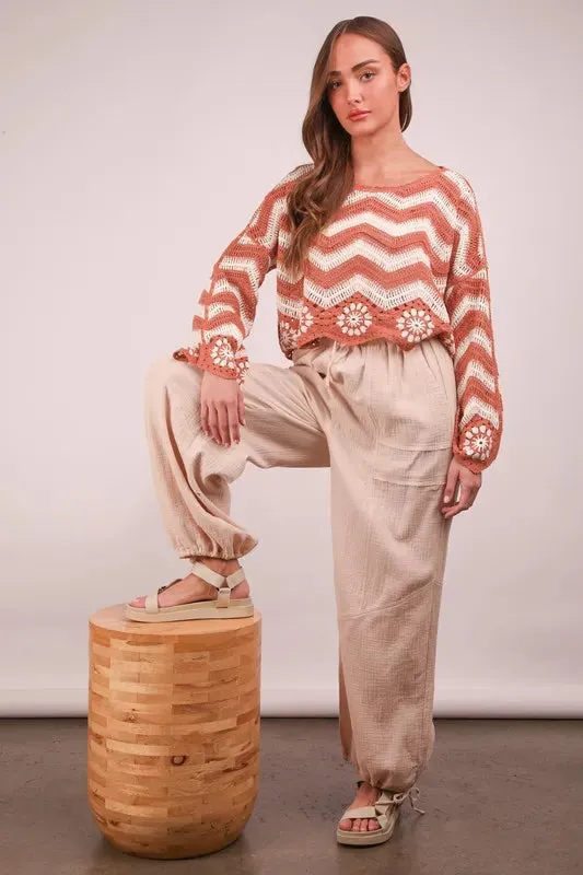 VERY J Wide Leg Gauze Solid Pants