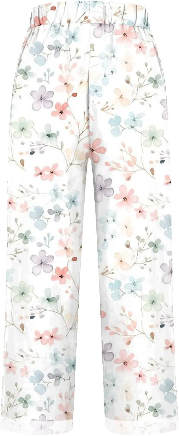 Wide Leg Linen Pant Suit Spring Light Weight Hiking Pants for Women Summer Wide Leg Flowy Pants Petite